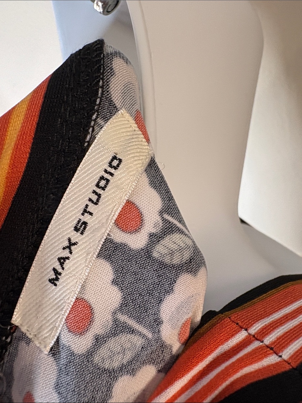 Max Studio Black Midi Dress with Orange and White Floral Print - Picture 2 of 4